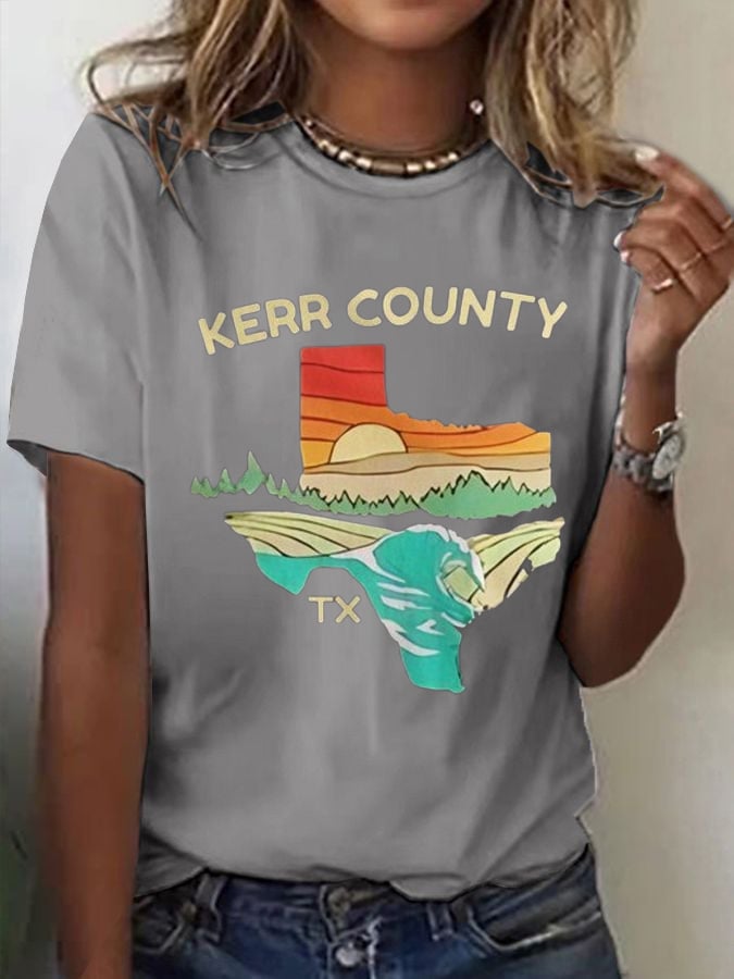 Women'sTexas Together Rising Above The Waters Print Casual T-Shirt