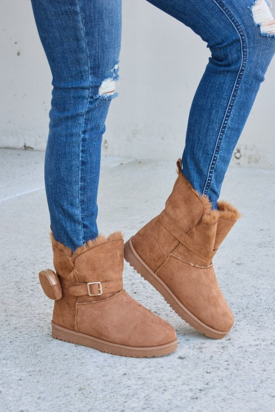 Camel Thermal Mid Calf Flat Boots