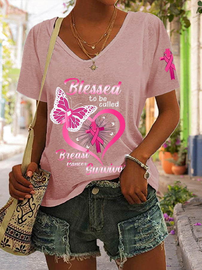 Women's Blessed to be called Breast Cancer Survivor Casual T-Shirt