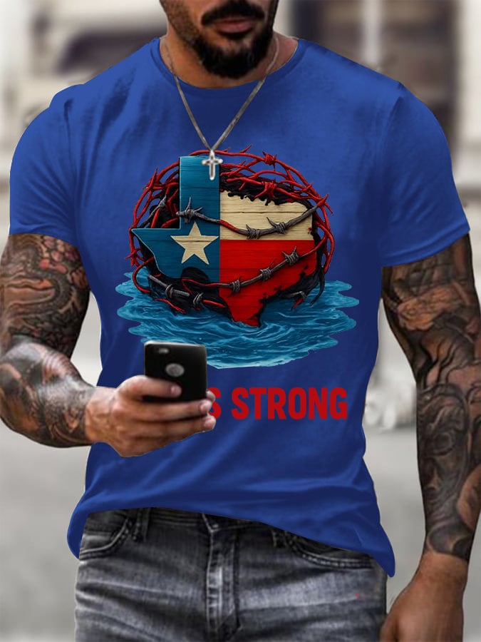 ๐๐Join us in praying for Texas.๐Men's Texas Strong Printed Round Neck T-Shirt