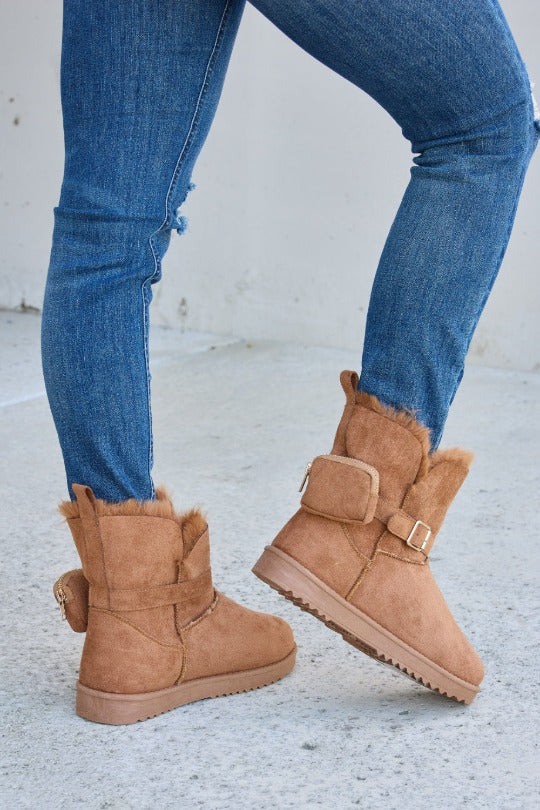 Camel Thermal Mid Calf Flat Boots