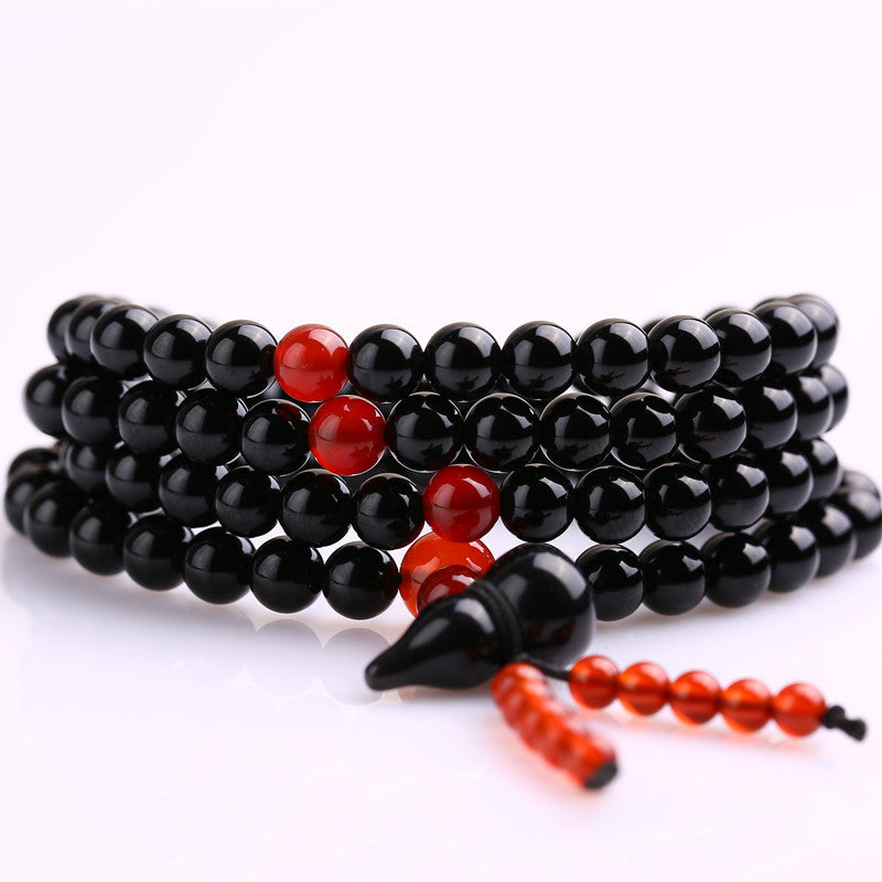 Women's Bracelet Mala beads obsidian prayer 108 for healing meditation