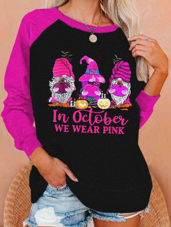 Women's In October We Wear Pink Breast Cancer Awareness Sweatshirt