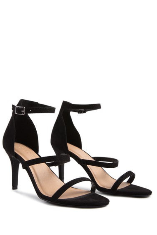 Forward Cross Step Ankle Strap Heels