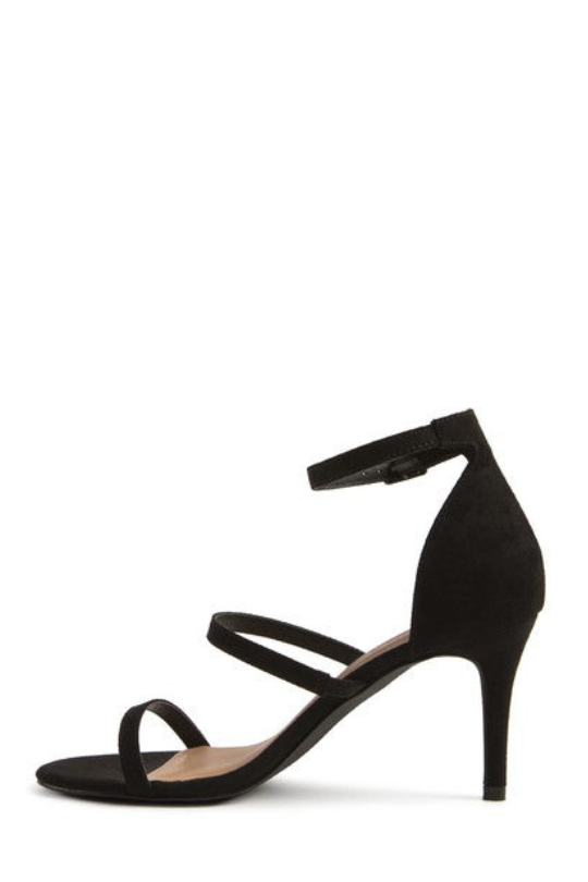 Forward Cross Step Ankle Strap Heels