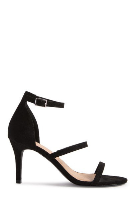 Forward Cross Step Ankle Strap Heels