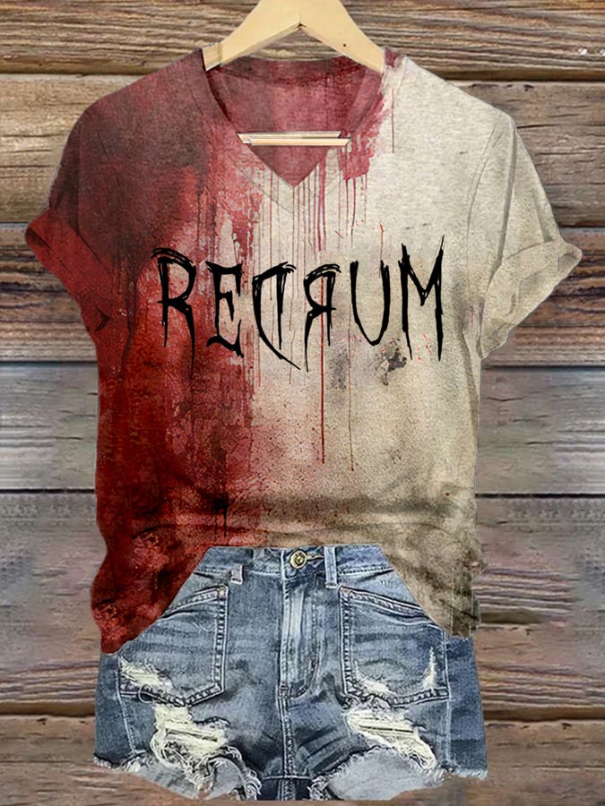 Women's Bloody Halloween Print Casual T-Shirt