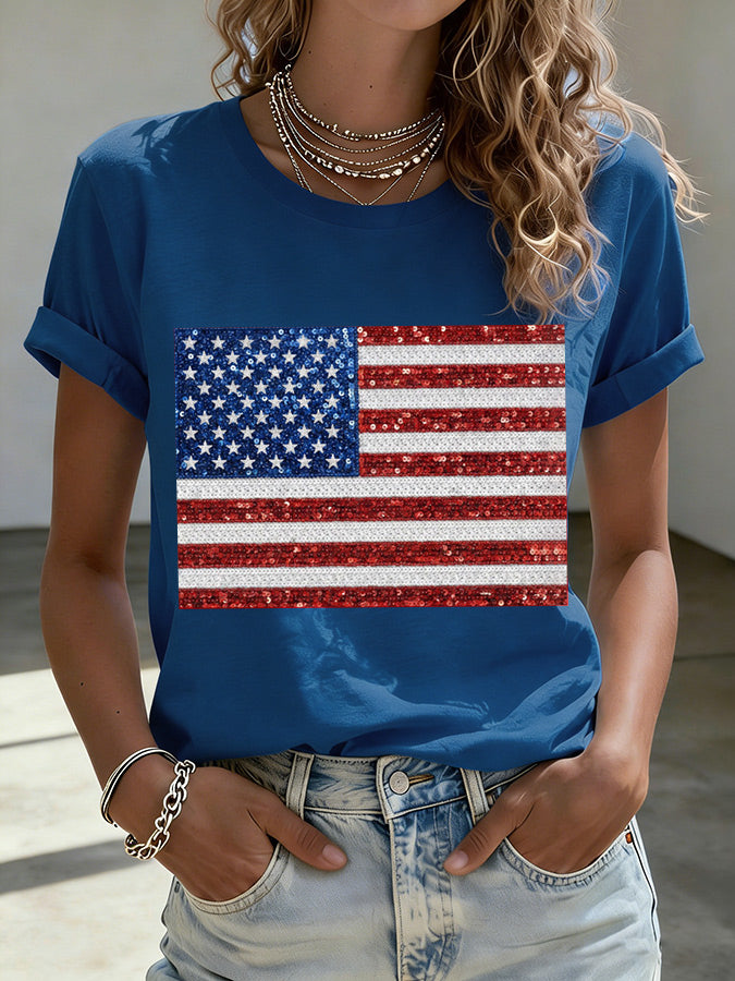 Women'S Anniversary Flag Printed Casual T-Shirt