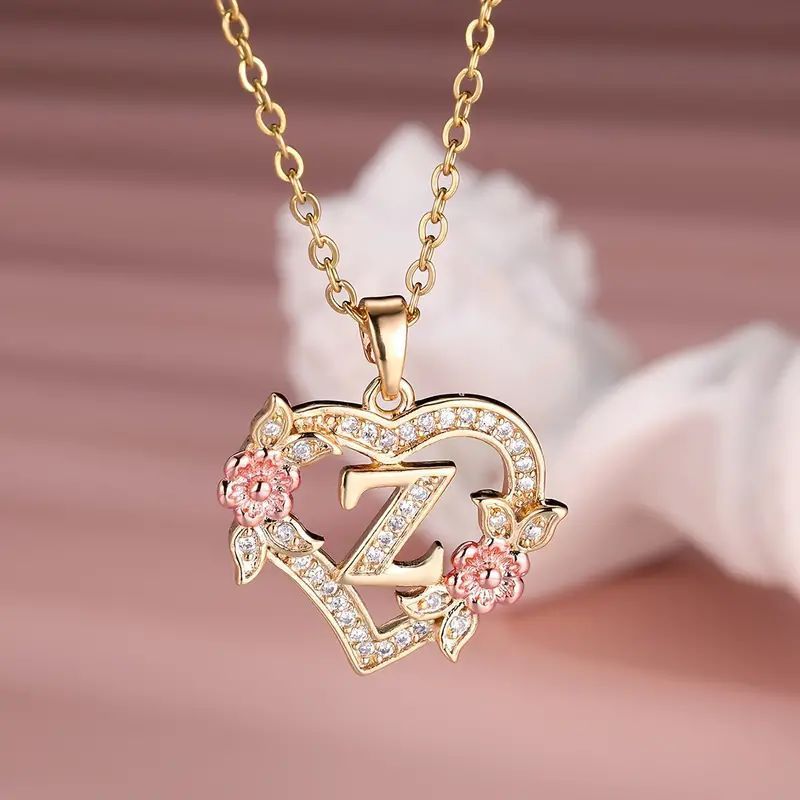 Women's necklace flower letters of love heart elegant fashionable