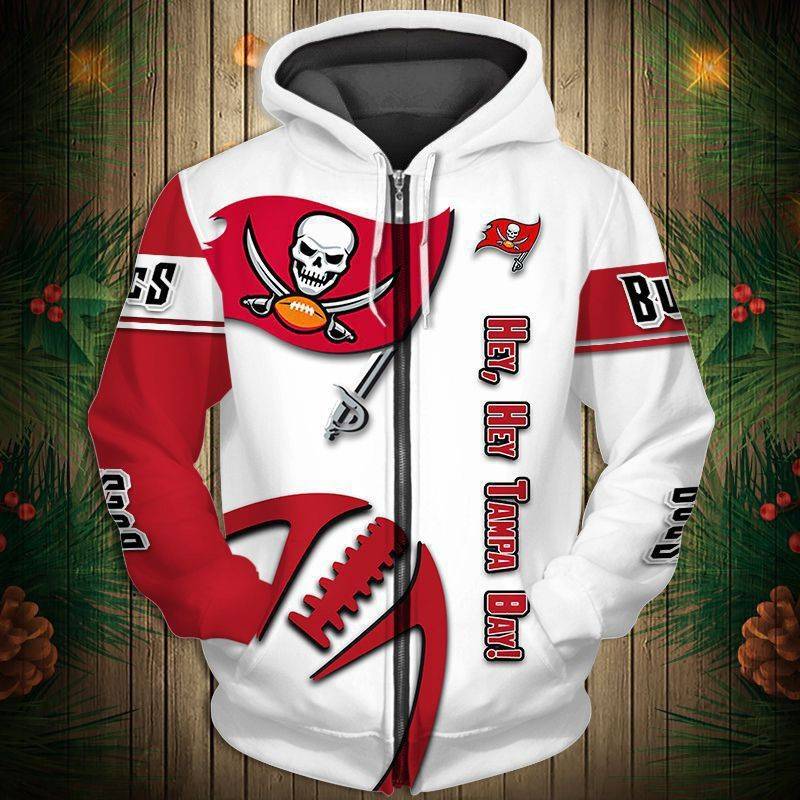 Tampa Bay Buccaneers Men's Casual Zipper Hooded Sweatshirts