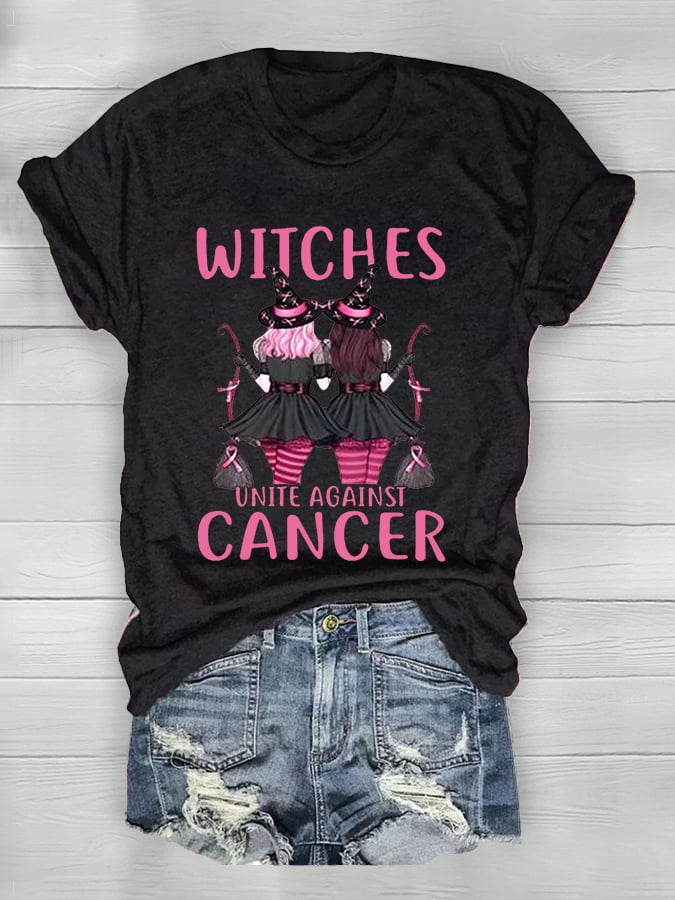 Women's Witches Unite Against Cancer Breast Cancer Awareness Tee