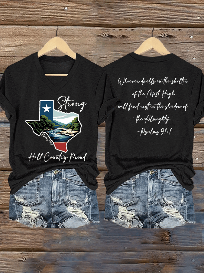 🙏💔Join us in praying for Texas.🙏Women's Texas Strong Print V-Neck T-Shirt