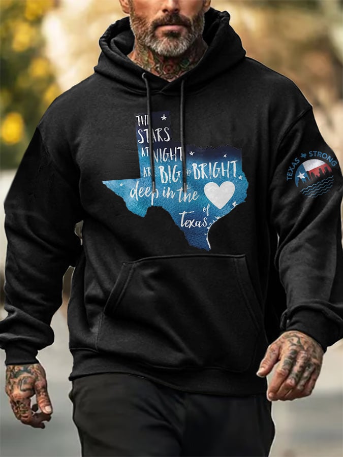 ๐๐Join us in praying for Texas.๐Men's Retro Texas Strong The Stars At Night Are Big And Bright Deep In The Heart Of Texas Print Hoodie
