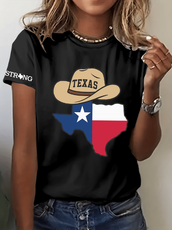 ๐๐Join us in praying for Texas.๐Women's Texas Strong Print Crew Neck T-Shirt