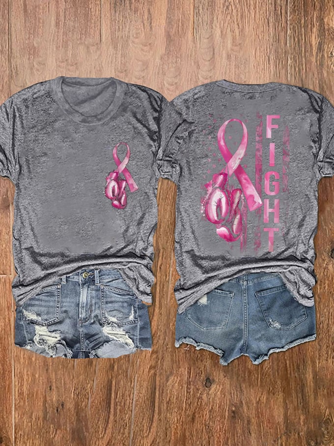 Women's Fight Breast Cancer Awareness Print T-Shirt