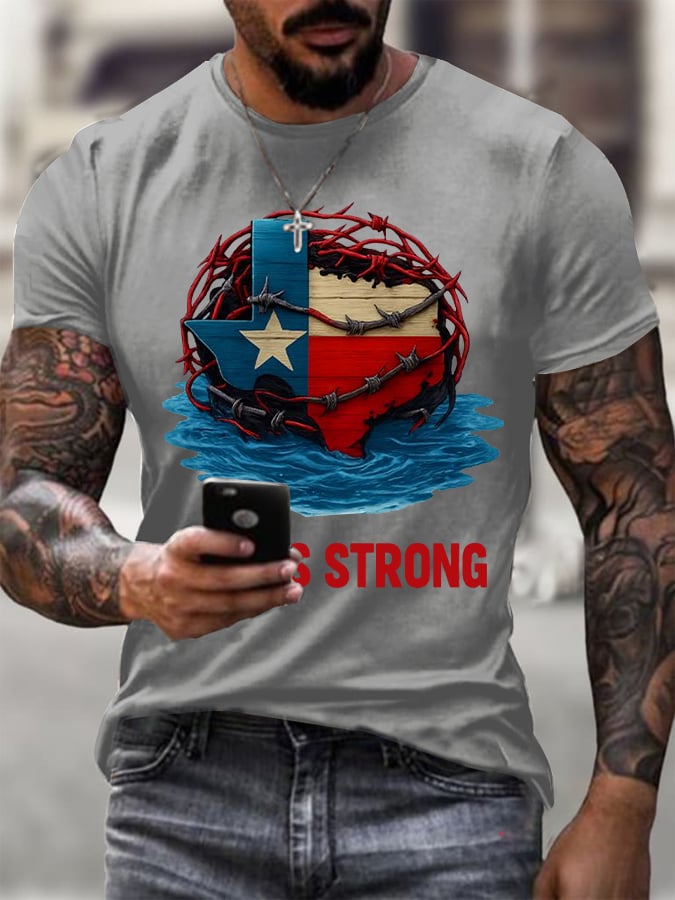 ๐๐Join us in praying for Texas.๐Men's Texas Strong Printed Round Neck T-Shirt