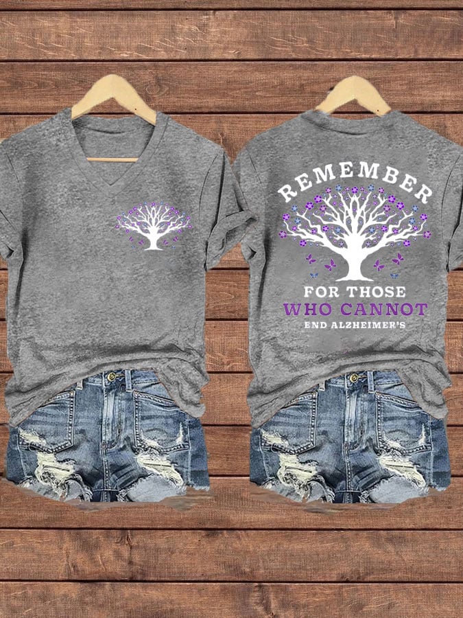 Women's Floral Dementia Alzheimer's Disease Awareness Remeber For Those Who Cannot Print T-Shirt