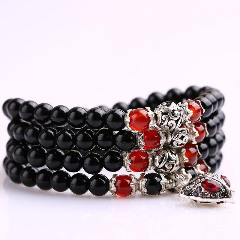 Women's Bracelet Mala beads obsidian prayer 108 for healing meditation