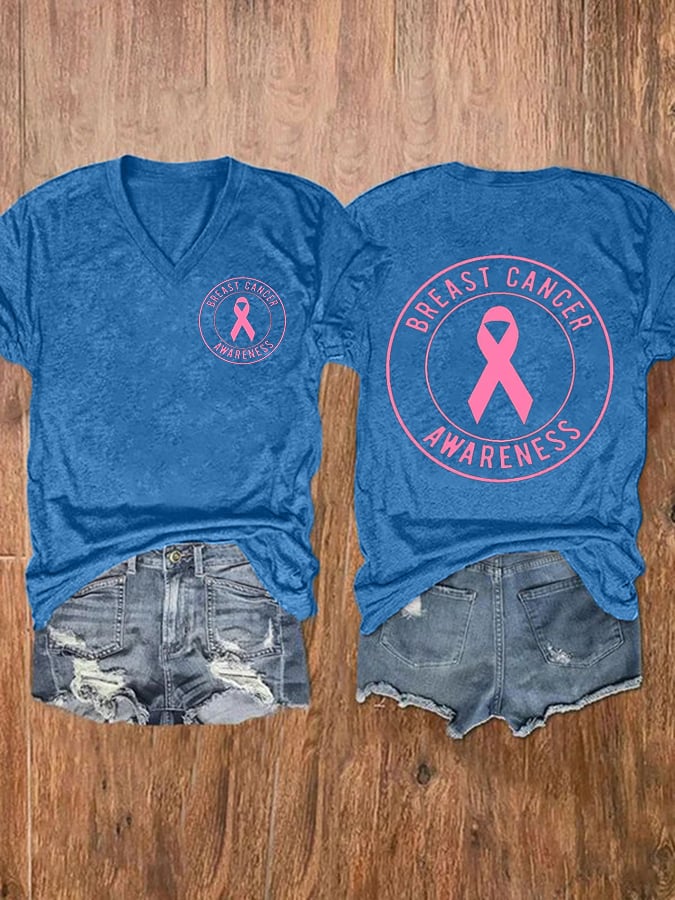 Women'S Breast Cancer Awareness Printed T-Shirt