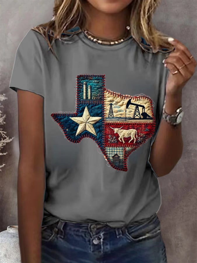 ๐๐Join us in praying for Texas.๐Women's Texas The Lone Star State Printed Short-Sleeved T-Shirt