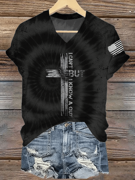Women's Retro I Can't, But I Know A Guy Printed Casual T-Shirt