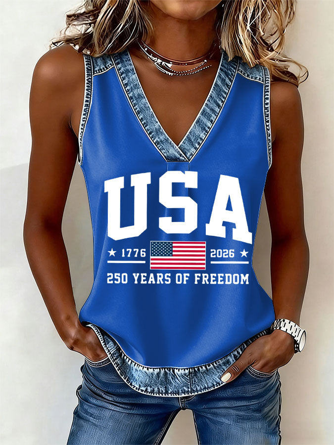 Women'S Flag Printed Casual Vest