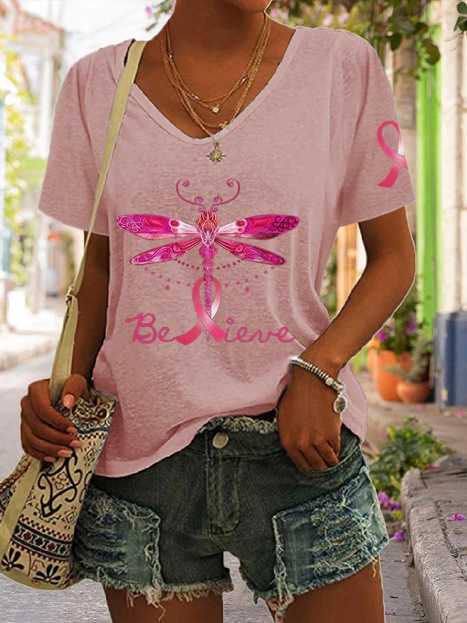 Women's Believe Breast Cancer Casual T-Shirt