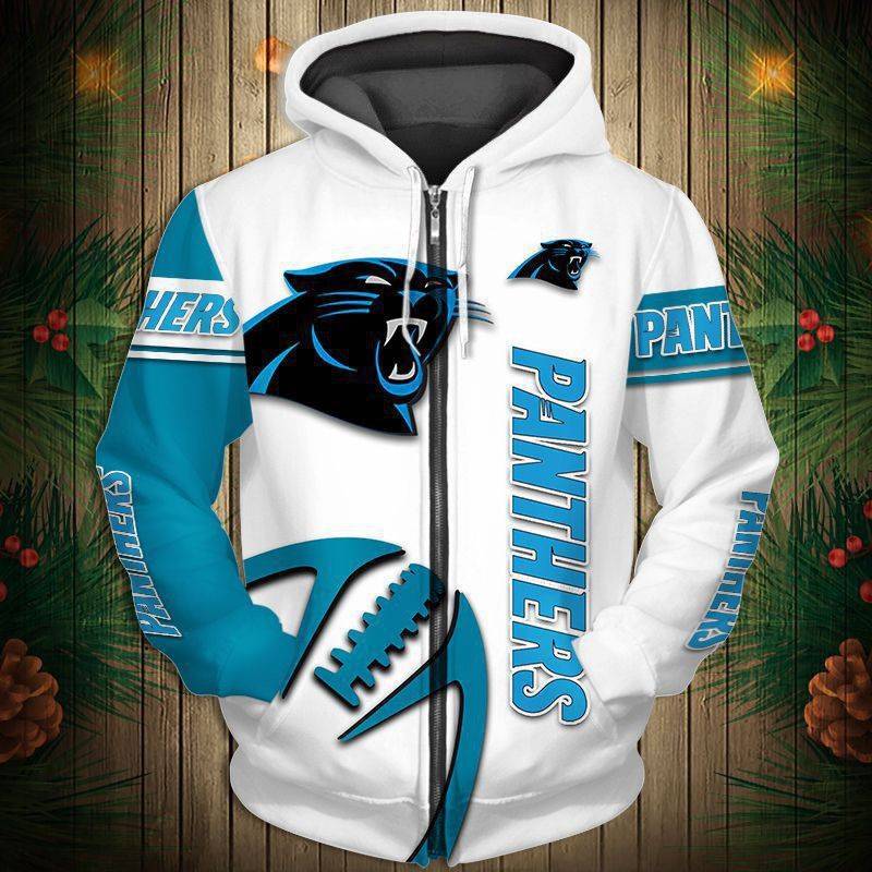 Carolina Panthers Men's Casual Zipper Hooded Sweatshirts