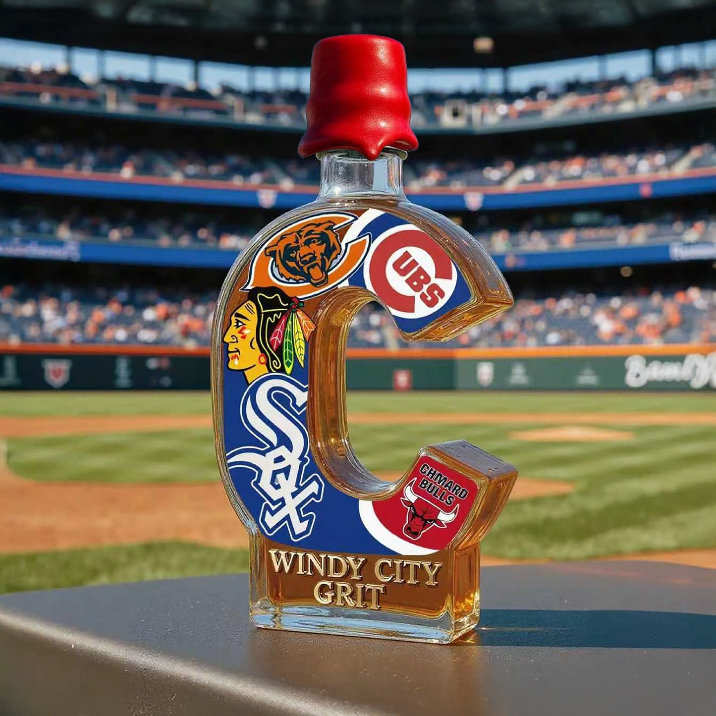 WINDY CITY GRIT – Chicago Sports Fans Limited Edition Whiskey Bottle, Collectible Decanter for True Windy City Pride