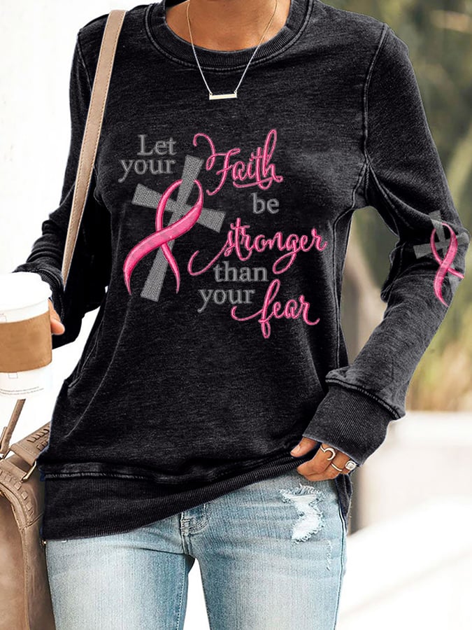 Breast Cancer Women's Casual Printed Long Sleeve Sweatshirt