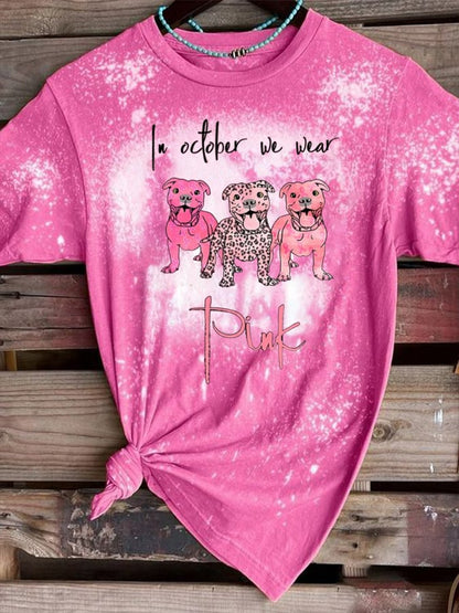 Women's  In Octorber We Wear Pink Casual Short Sleeve T-Shirt