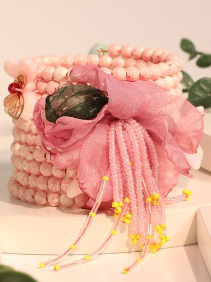 Breast Cancer Awareness Pink Floral Bracelet