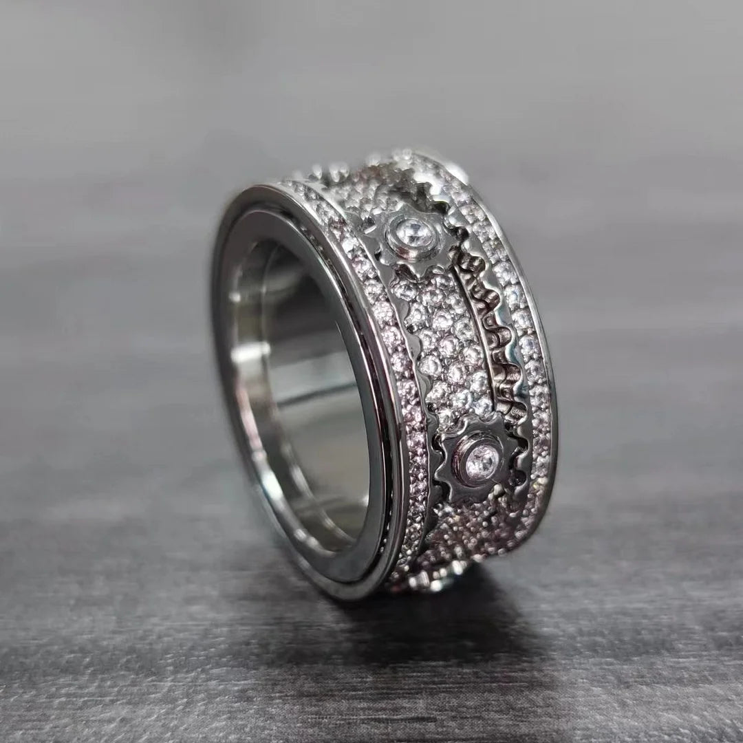 🔥925 Sterling Silver Personalized Stress Reducing Rotatable Gear Ring