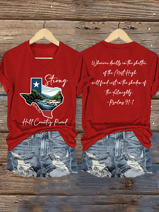 🙏💔Join us in praying for Texas.🙏Women's Texas Strong Print V-Neck T-Shirt