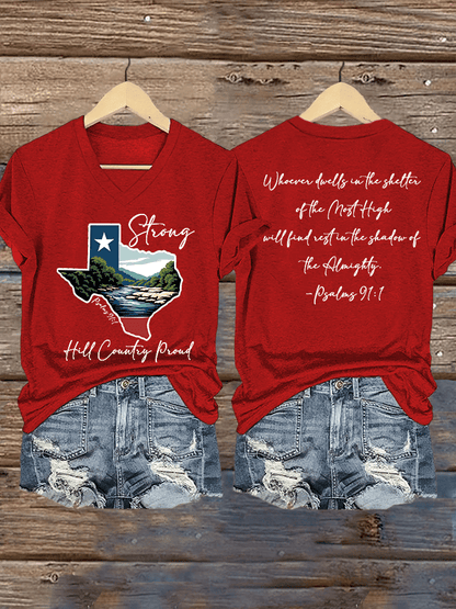 🙏💔Join us in praying for Texas.🙏Women's Texas Strong Print V-Neck T-Shirt