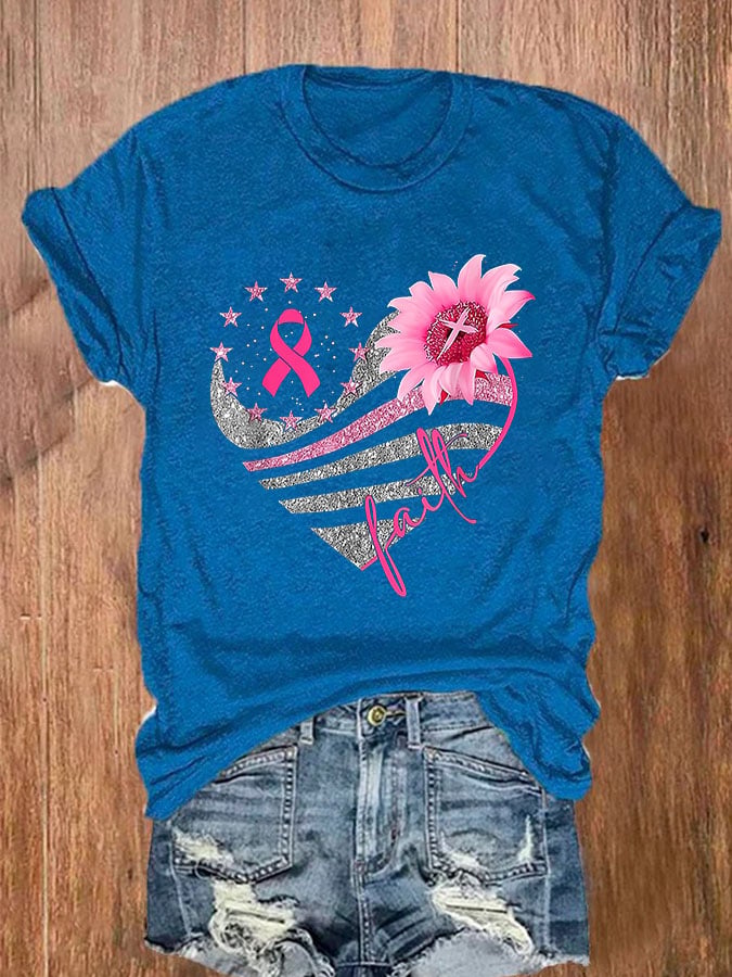 Breast Cancer Casual Print Short Sleeve T-Shirt
