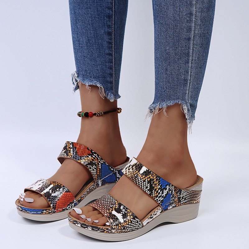 👍Last Day Promotion 70% OFF –2026 🌹New Leopard Print Leather Wedge Soft Sole Sandals