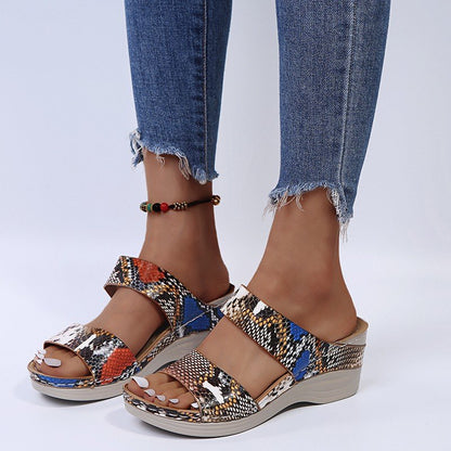 👍Last Day Promotion 70% OFF –2026 🌹New Leopard Print Leather Wedge Soft Sole Sandals