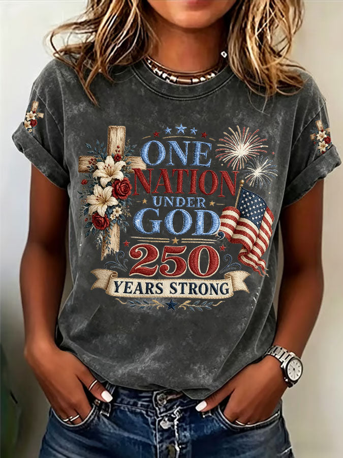 Women'S  America Flag Printed Casual T-Shirt