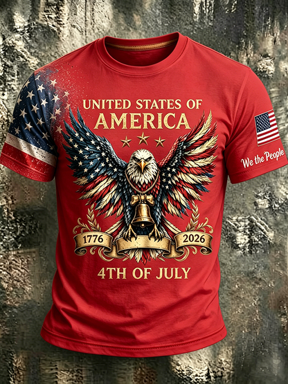 Men's casual American Eagle commemorative round neck T-shirt