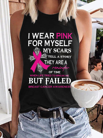 Faith Breast Cancer Awareness I Wear Pink For Myself Print Tank Top