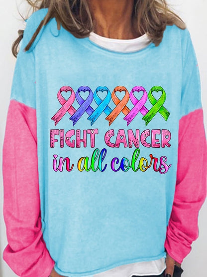 Breast Cancer Casual Print Sweatshirt