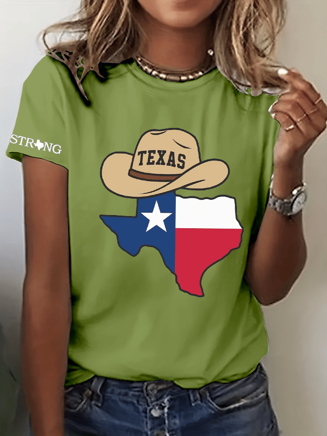 🙏💔Join us in praying for Texas.🙏Women's Texas Strong Print Crew Neck T-Shirt