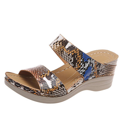👍Last Day Promotion 70% OFF –2026 🌹New Leopard Print Leather Wedge Soft Sole Sandals