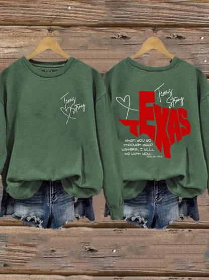 🙏💔Join us in praying for Texas.🙏Retro Texas Strong When You Go Through Deep Waters, I Will Be With You. Isaiah 43:2 Print Sweatshirt