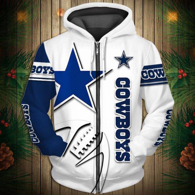 Dallas Cowboys Men's Casual Zipper Hooded Sweatshirts