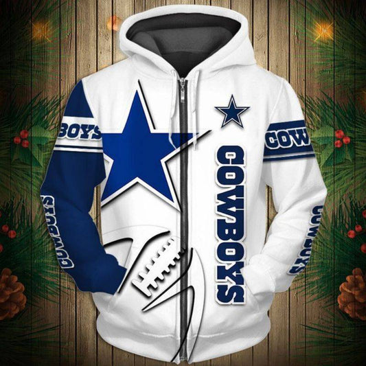 Dallas Cowboys Men's Casual Zipper Hooded Sweatshirts