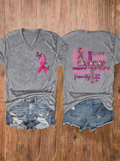 Women's Fight Breast Cancer Print T-Shirt