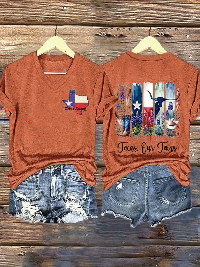 🙏💔Join us in praying for Texas.🙏V-Neck Retro Texas Strong Texas Our Texas Print T-Shirt