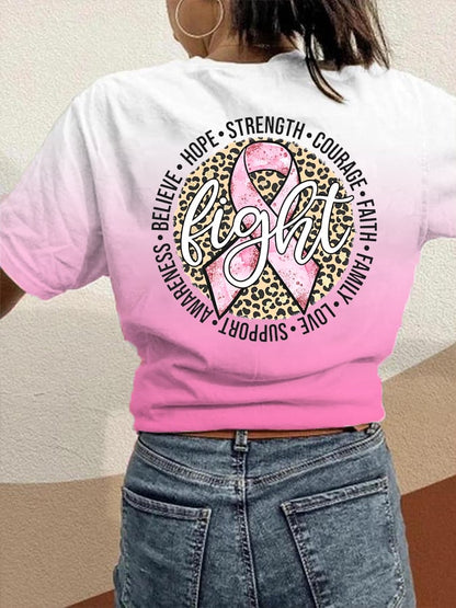 Women's Pink Ribbon Fight Breast Cancer Gradient Tee